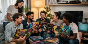 Gen Z collectors proudly displaying their diverse physical media collections.