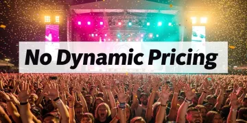 Concertgoers celebrating fair ticket prices after 2026 dynamic pricing rules.