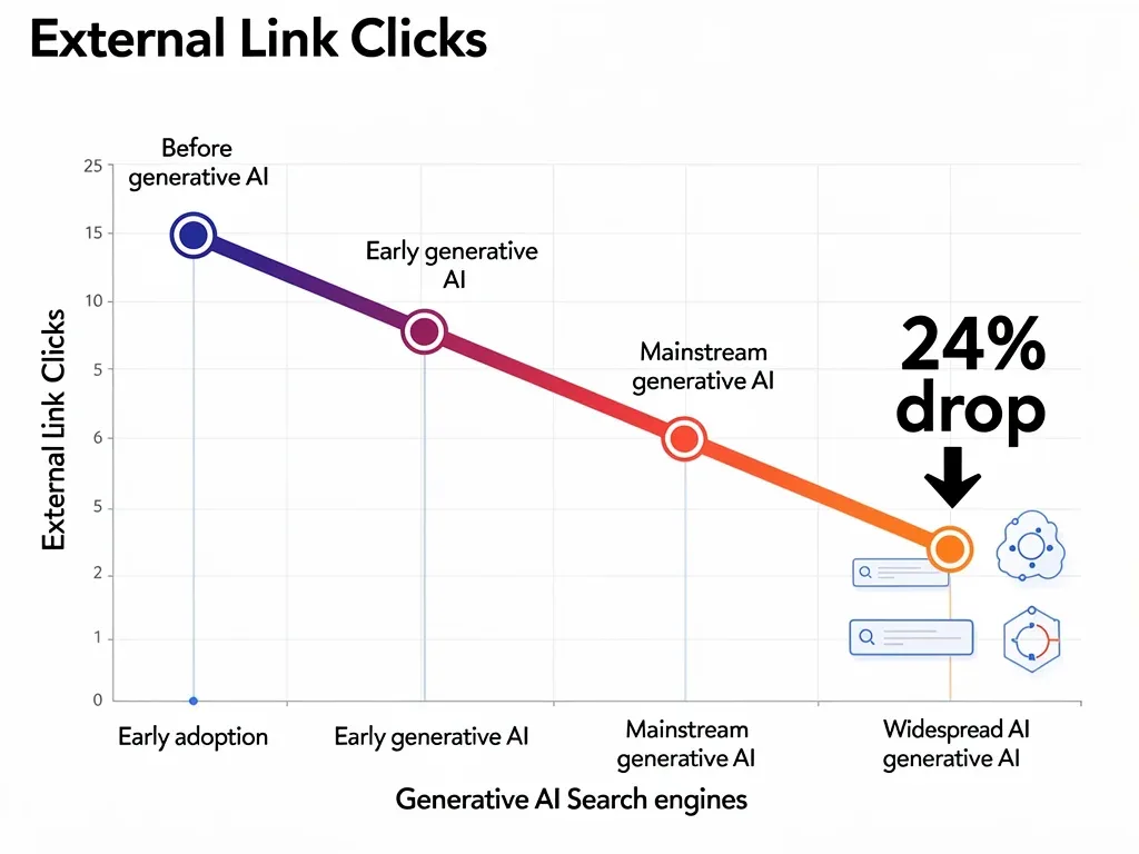 Chart showing 24% drop in external link clicks due to AI search