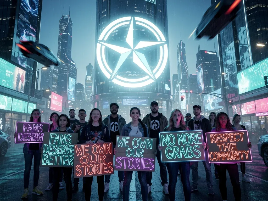 Fans protesting against a major franchise, demanding changes to a future sequel