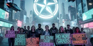 Fans protesting against a major franchise, demanding changes to a future sequel