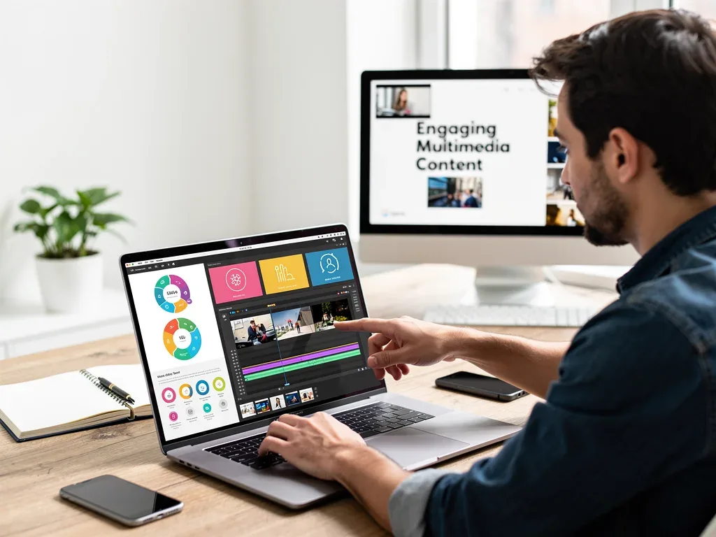 Professional creating multimedia content for LinkedIn