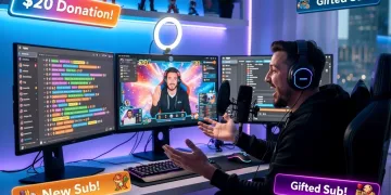 Streamer interacting with audience, symbolizing successful live stream monetization.