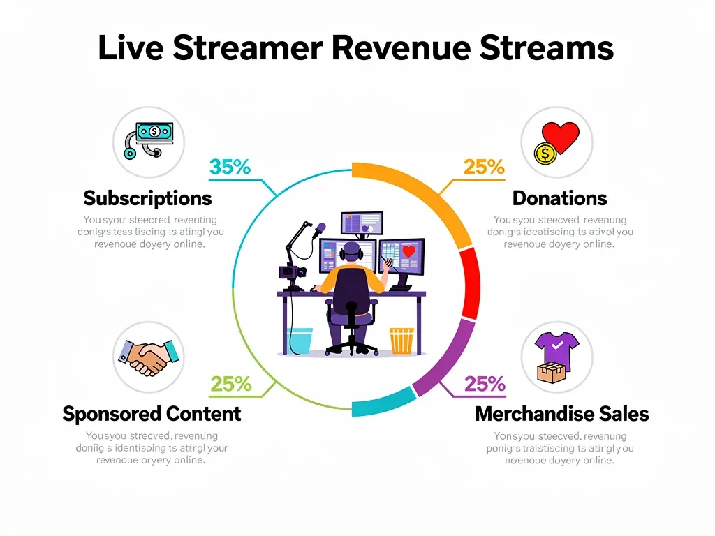 Infographic showing diverse live stream revenue streams.