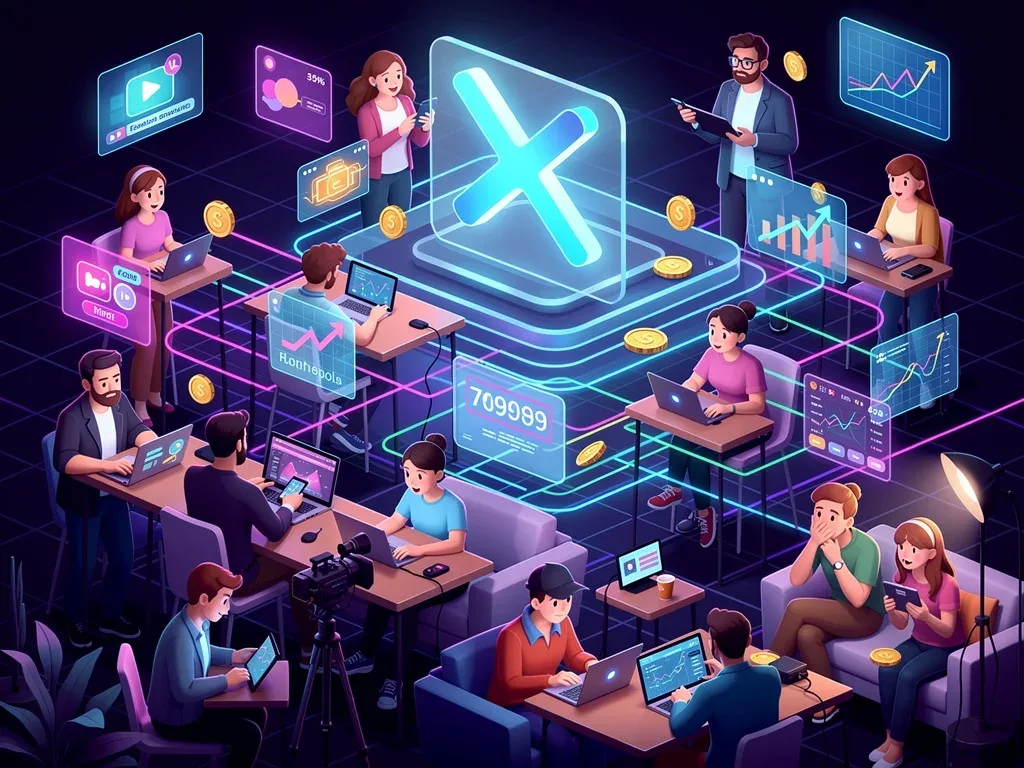 Digital creators navigating the new X ad revenue share model in 2026, showing a 30% shift in payouts.